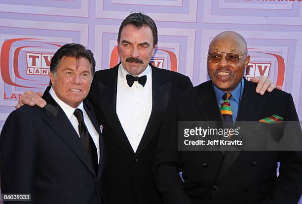 Actors Larry Manetti, Tom Selleck and Roger E. Mosley of " Magnum P.I." attend the 7th Annual TV Land Awards held at Gibson Amphitheatre on April 19,...