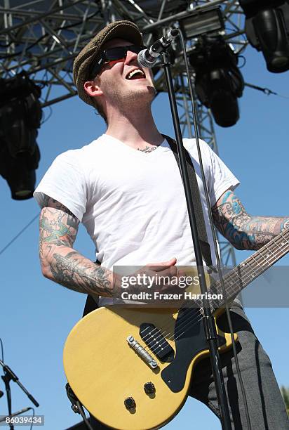 Musician Brian Fallon from the band The Gaslight Anthem performs during day three of the Coachella Valley Music & Arts Festival 2009 held at the...