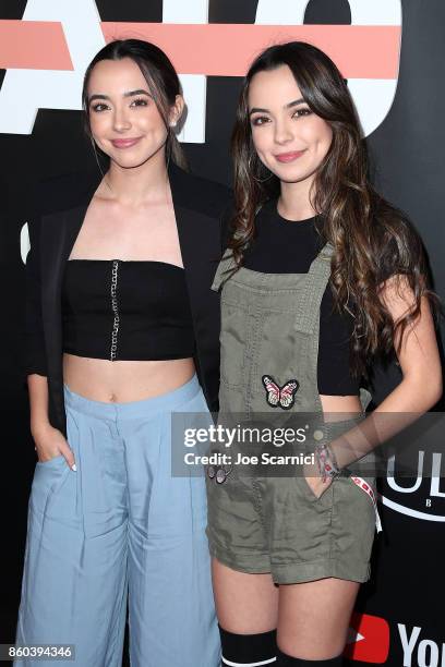 Veronica Merrell and Vanessa Merrell attend the Premiere Of YouTube's "Demi Lovato: Simply Complicated" on October 11, 2017 in Los Angeles,...