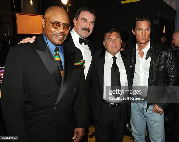 Actors Roger E. Mosley, Tom Selleck, Larry Manetti of " Magnum P.I." and actor Matthew McConaughey attend the 7th Annual TV Land Awards held at...