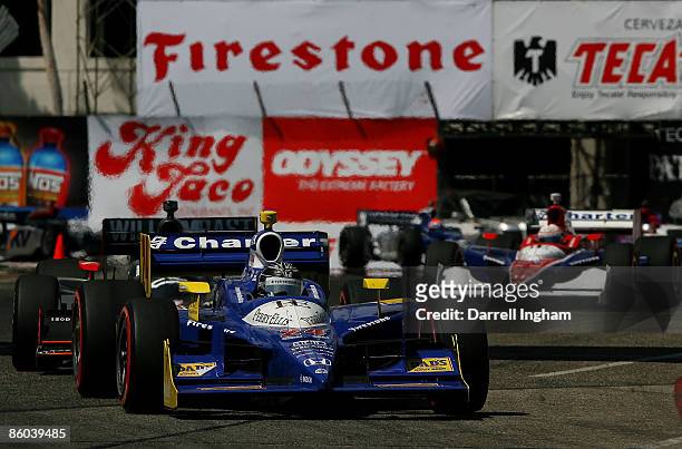 Mike Conway drives the#24 Dreyer and Reinbold Racing Dallara Honda during the IRL IndyCar Series Toyota Grand Prix of Long Beach on April 19, 2009 on...