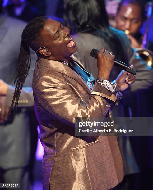 Musician Philip Bailey of Earth Wind and Fire performs onstage at the 7th Annual TV Land Awards held at Gibson Amphitheatre on April 19, 2009 in...