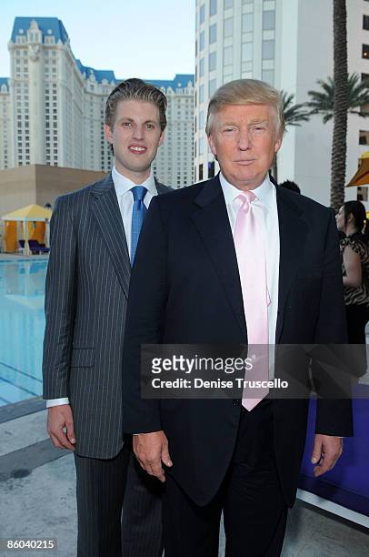 Eric Trump and Donald Trump at the 2009 Miss USA Pageant after party at Planet Hollywood Resort & Casino on April 19, 2009 in Las Vegas, Nevada.