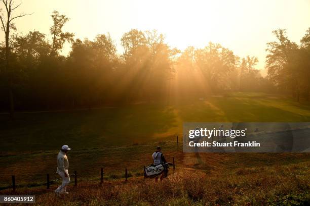Lee Westwood of England walks on course on Day One of the Italian Open at Golf Club Milano - Parco Reale di Monza on October 12, 2017 in Monza, Italy.