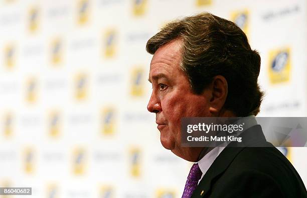 Managing Director and CEO John O'Neill speaks during an ARU press conference to announce the newly appointed 'ARU Classic Wallabies Statesmen' at ARU...