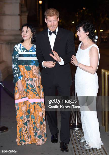 Prince Harry with Sonia Gardner , President of 100 Women in Finance and Amanda Pullinger , Director of 100 Women in Finance arrive for the 100 Women...