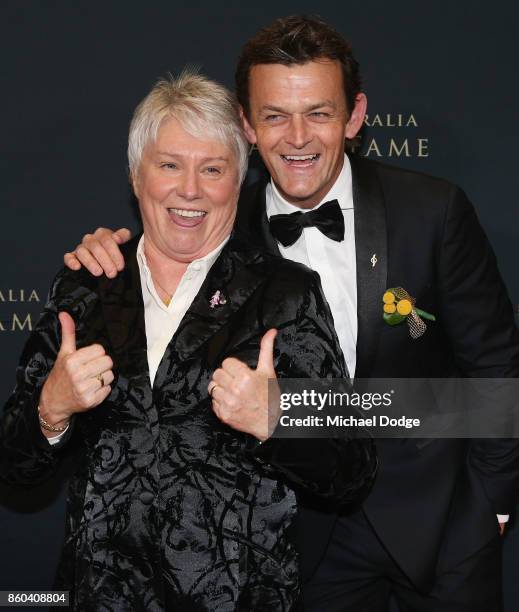 Raelene Boyle poses with Adam Gilchrist at the Sport Australia Hall of Fame Annual Induction and Awards Gala Dinner at Crown Palladium on October 12,...