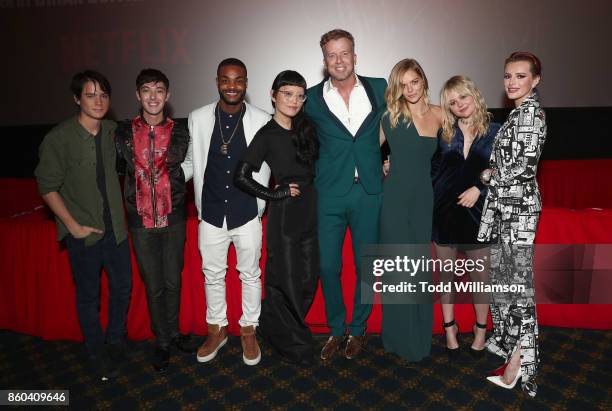 Judah Lewis, Doug Haley, King Bach, Hana Mae Lee, McG, Samara Weaving, Emily Alyn Lind and Bella Thorne attend the Los Angeles Premiere of "The...