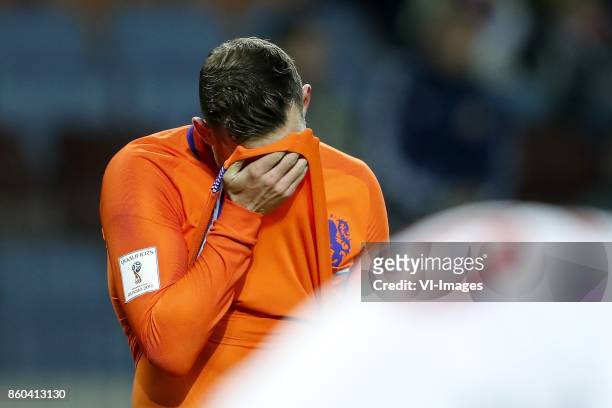 Vincent Janssen of Holland during the FIFA World Cup 2018 qualifying match between Belarus and Netherlands on October 07, 2017 at Borisov Arena in...