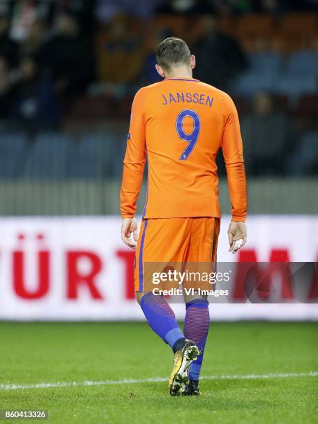 Vincent Janssen of Holland during the FIFA World Cup 2018 qualifying match between Belarus and Netherlands on October 07, 2017 at Borisov Arena in...