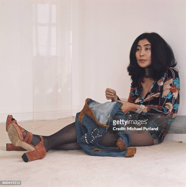 Japanese multimedia artist Yoko Ono, at home, during John Lennon interview, Tittenhurst Park, near Ascot, Berkshire, July 1971.