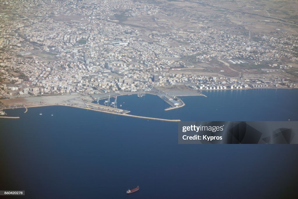2017 - Europe, Greece, Cyprus, Larnaca Area, Aerial View From Aircraft Window