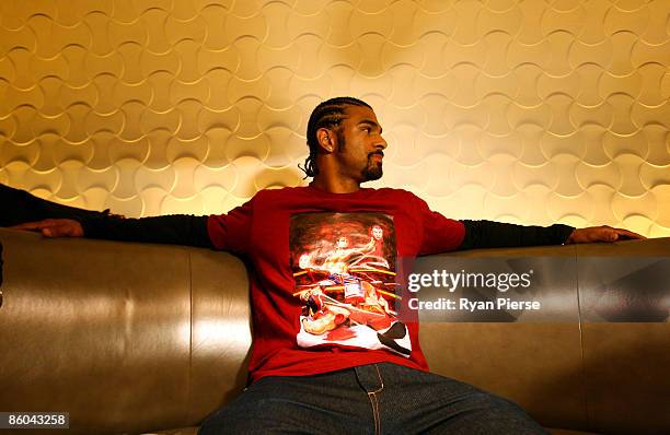 David Haye of the United Kingdom speaks to reporters during a press conference at The Hospital Club on April 20, 2009 in London, England. The IBF,...