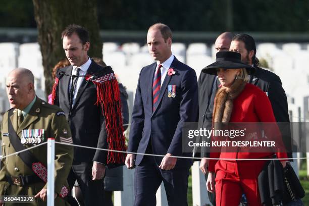 Britain's Prince William, Duke of Cambridge and Princess Astrid of Belgium attends the commemoration of the WWI Battle of Passchendaele on October...