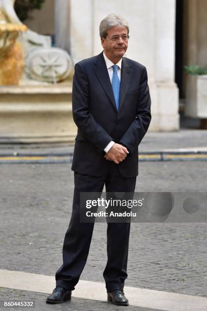 Italian Prime Minister Paolo Gentiloni waits to welcome President of European Council Donald Tusk at Palazzo Chigi in Rome, Italy on October 12, 2017.