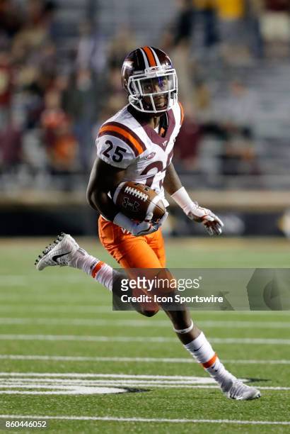 Virginia Tech cornerback Greg Stroman turns up field during a game between the Boston College Eagles and the Virginia Tech Hokies on October 7 at...
