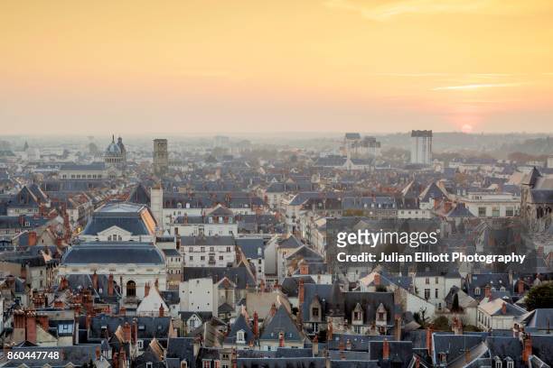 the rooftops of tours in france from saint gatien cathedral, france. - indre y loira fotografías e imágenes de stock
