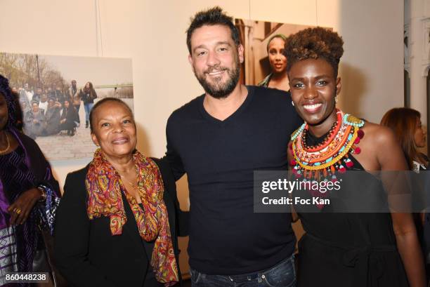 Rokhaya Diallo' s mother, Christiane Taubira, actor Titoff and Rokhaya Diallo attend the "Afro" Rokhaya Diallo and photographer Brigitte Sombie...