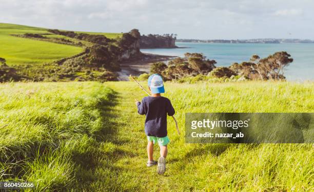 hiking outdoor with kids. - young people landscape stock pictures, royalty-free photos & images
