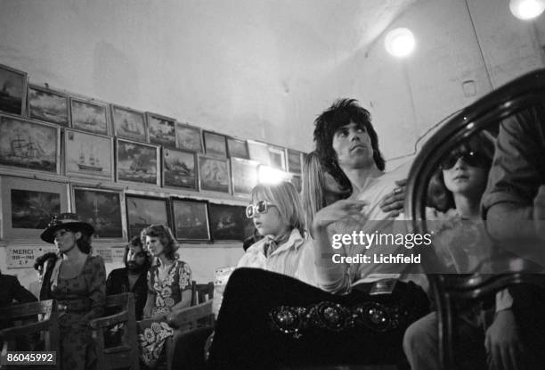 British rock musician Keith Richards with his son Marlon at the wedding of British Rock Musician Mick Jagger and Nicaraguan model, actress and human...