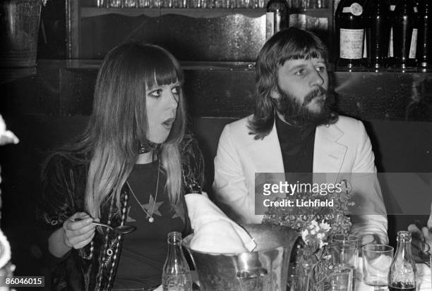 British rock musician Ringo Starr and his wife Maureen at the reception at Cafe des Arts after the wedding of Mick and Bianca Jagger in St Tropez,...