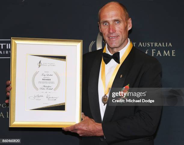 Sport Australia Hall of Fame Inductee and legend AFL footballer Tony Lockett poses at the Annual Induction and Awards Gala Dinner at Crown Palladium...