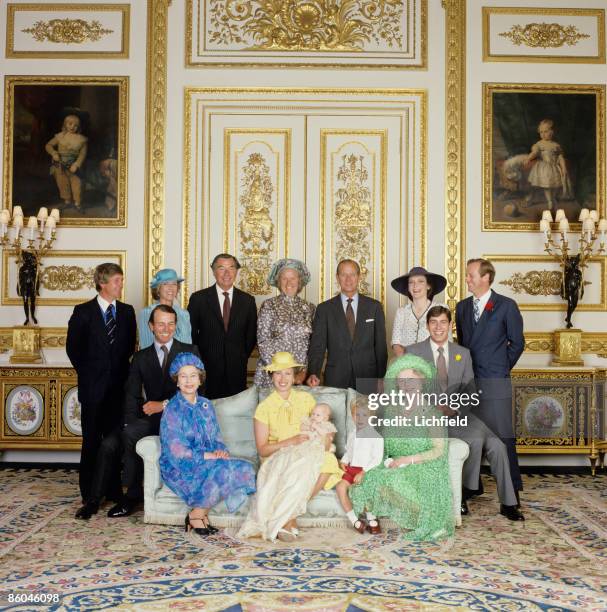 Miss Zara Phillips on the occasion of her Christening at Windsor Castle on 27th July 1981 with her family and godparents. Front row Captain Mark...