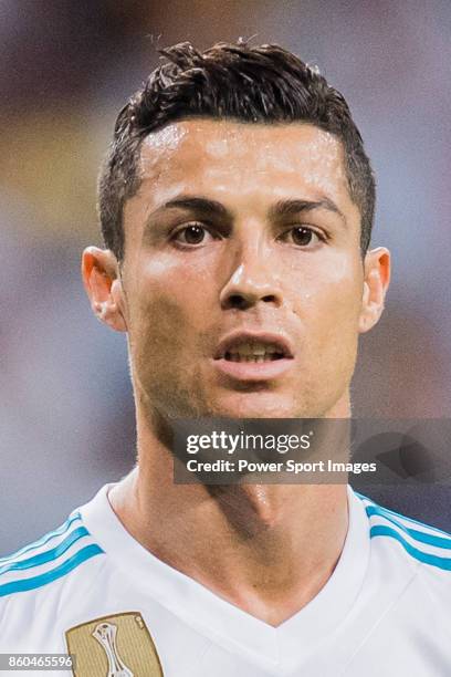 Cristiano Ronaldo of Real Madrid reacts during the La Liga 2017-18 match between Real Madrid and RCD Espanyol at Estadio Santiago Bernabeu on 01...