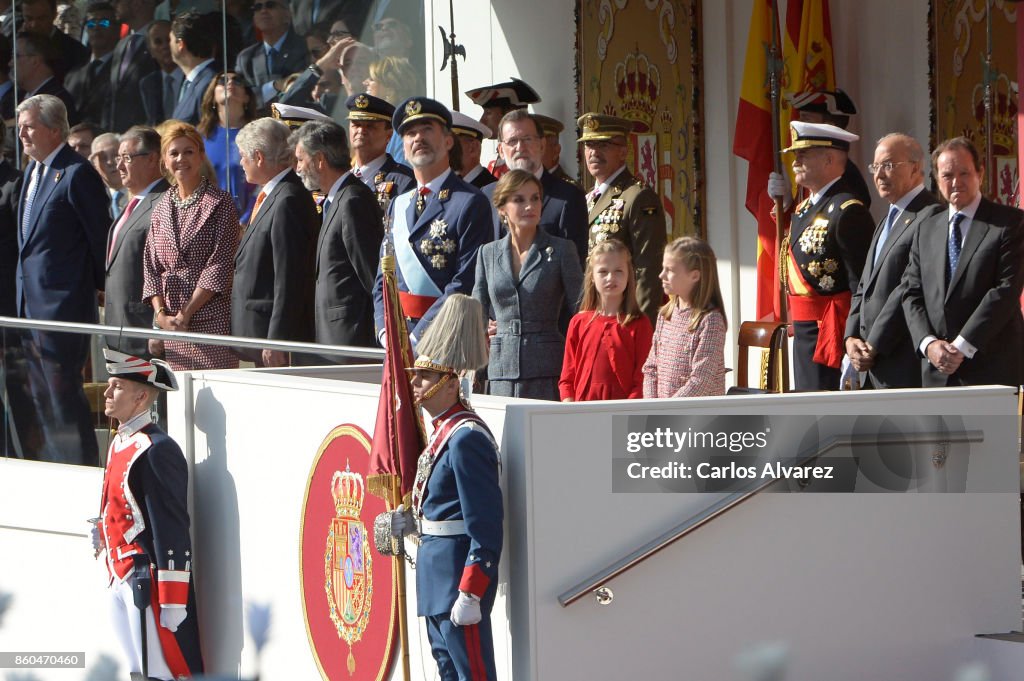 Spanish Royals Attend The National Day Military Parade