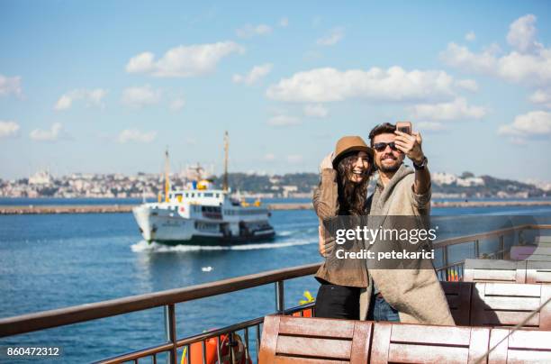 capturing our holiday moments - couple on cruise ship stock pictures, royalty-free photos & images