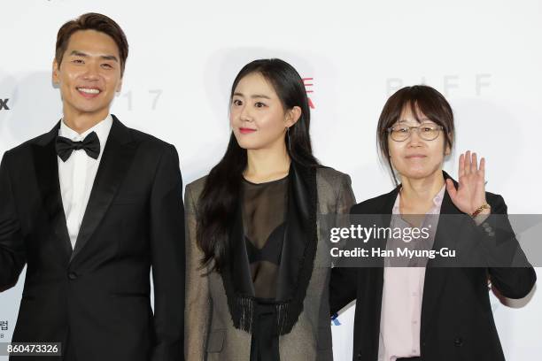 South Korean actors Kim Tae-Hun, Moon Geun-Young and director Shin Su-Won attend the Opening Ceremony of the 22nd Busan International Film Festival...