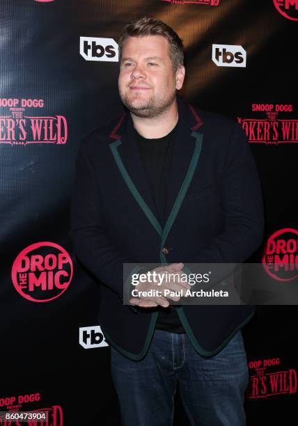 Actor James Corden attends the premiere for TBS's "Drop The Mic" and "The Joker's Wild" at The Highlight Room on October 11, 2017 in Los Angeles,...