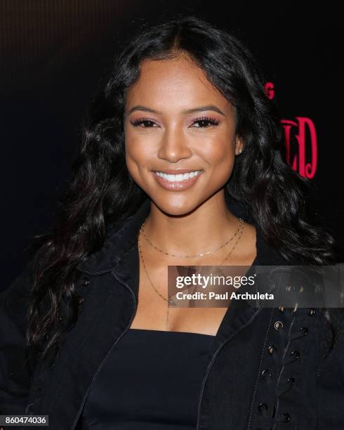 Actress Karrueche Tran attends the premiere for TBS's "Drop The Mic" and "The Joker's Wild" at The Highlight Room on October 11, 2017 in Los Angeles,...