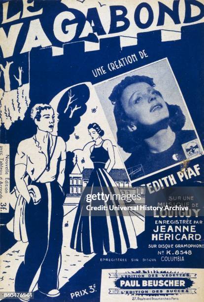 French song book for 'Vagabond' sung by the popular singer Edith Piaf 1939.