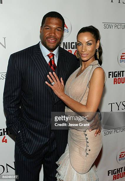 Michael Strahan and Nicole Mitchell Murphy arrive at the Los Angeles premiere of "Tyson" at the Pacific Design Center on April 16, 2009 in West...