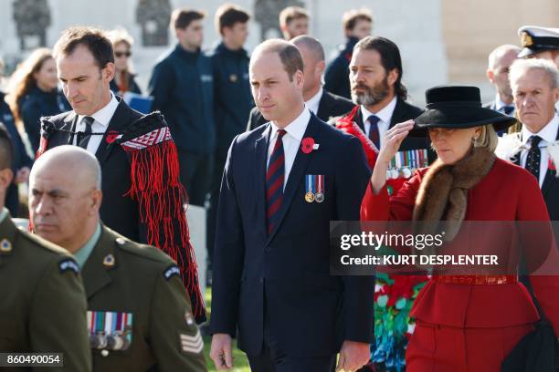 Britain's Prince William, Duke of Cambridge and Princess Astrid of Belgium attend a commemoration at the Tyne Cot Commonwealth War Graves Cemetery...