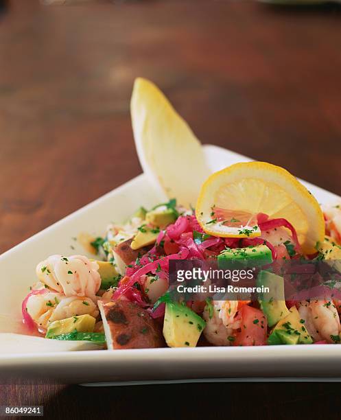 shrimp ceviche (ceviche de mar) - ceviche stock pictures, royalty-free photos & images