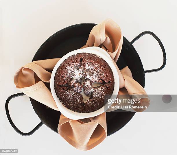 souffle chocolate bread pudding - chocolate souffle stock pictures, royalty-free photos & images