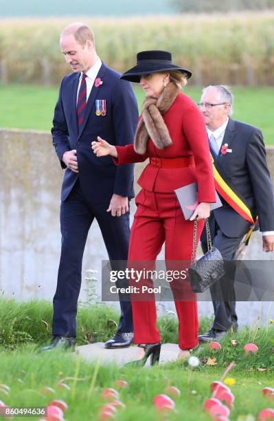 Prince William, Duke of Cambridge and Princess Astrid of Belgium attends the New Zealand national commemoration for the Battle of Passchendaele at...