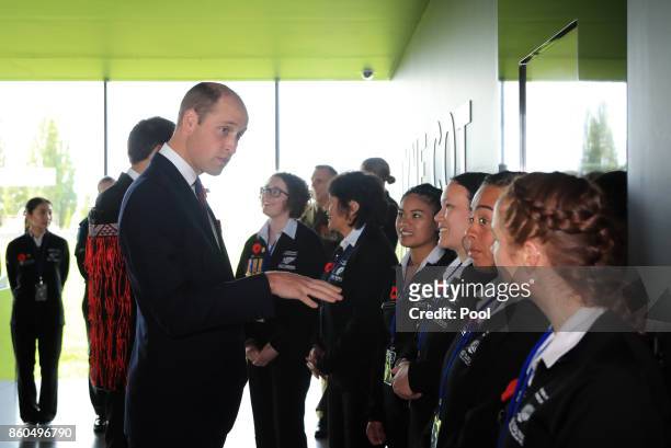 Prince William, Duke of Cambridge meets young ambassadors from New Zealand at the Visitor Centre, as he attends a reception for the Battle of...