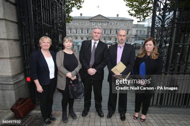 Helen Grogan, Hazel Melbourne, Padraig kissane, Thomas Ryan and Niamh Byrne arrive at Leinster House in Dublin, to give evidence during the...