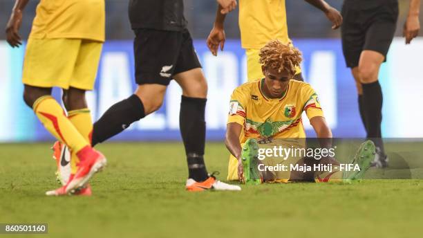 Salam Jiddou of Mali reacts during the FIFA U-17 World Cup India 2017 group A match between Mali and New Zealand at Jawaharlal Nehru Stadium on...