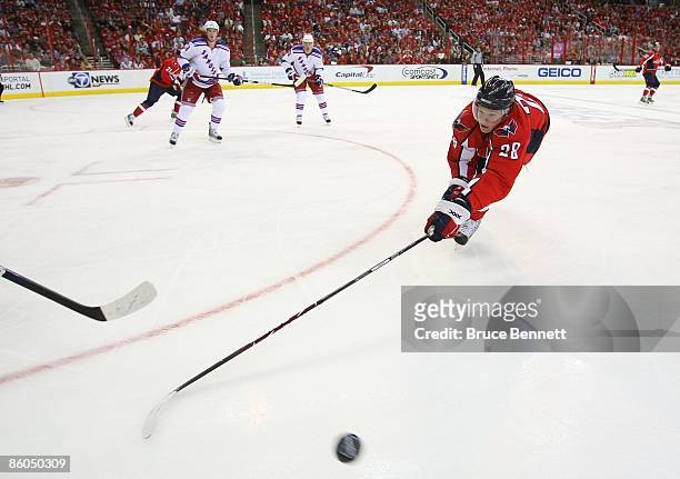 Alexander Semin of the Washington Capitals skates against the New York Rangers during Game Two of the Eastern Conference Quarterfinal Round of the...