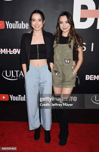 YouTubers Veronica Merrell and Vanessa Merrell arrive at the Premiere Of YouTube's 'Demi Lovato: Simply Complicated' at the Fonda Theatre on October...