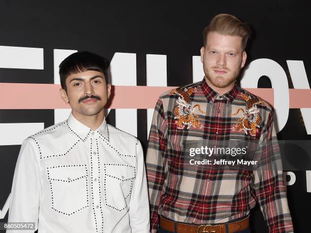 YouTubers Mitch Grassi and Scott Hoying arrive at the Premiere Of YouTube's 'Demi Lovato: Simply Complicated' at the Fonda Theatre on October 11,...