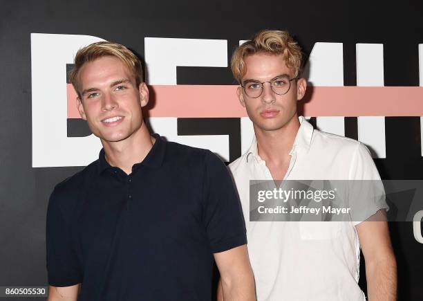 YouTubers Austin Rhodes; Aaron Rhodes arrive at the Premiere Of YouTube's 'Demi Lovato: Simply Complicated' at the Fonda Theatre on October 11, 2017...