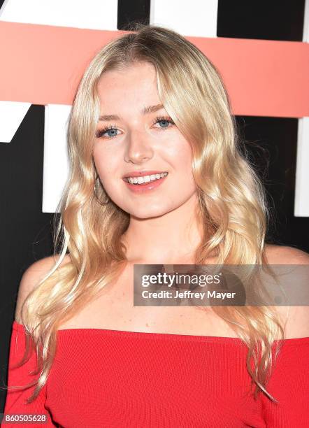 YouTuber Kallie Kaiser arrives at the Premiere Of YouTube's 'Demi Lovato: Simply Complicated' at the Fonda Theatre on October 11, 2017 in Los...