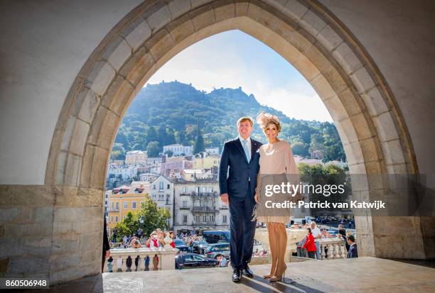 King Willem-Alexander of The Netherlands and Queen Maxima of The Netherlands visit Palacio da Vila on October 12, 2017 in Sintra, Portugal.