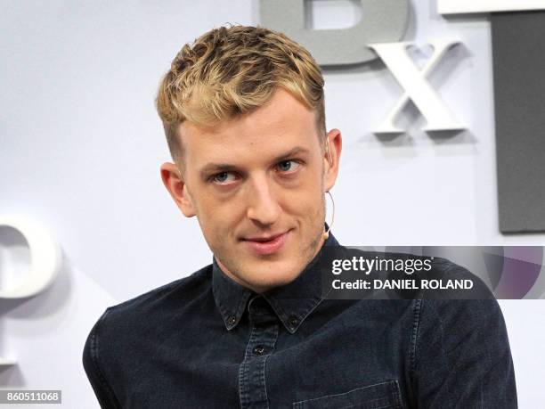 French author Edouard Louis looks on during a debate at the Frankfurt Book Fair 2017 in Frankfurt am Main, Germany, on October 12, 2017.