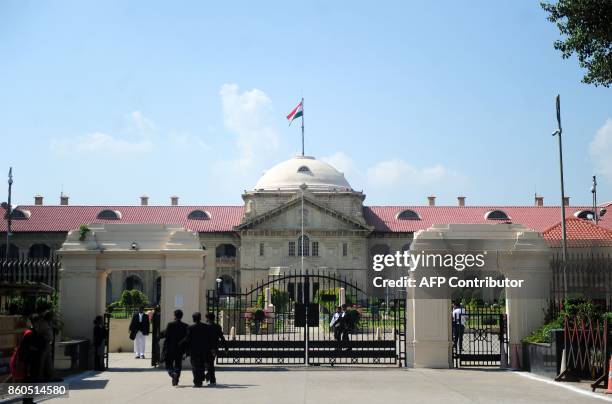 General view of the Allahabad high court building in Allahabad on October 12, 2017. An affluent Indian couple on Thursday won their appeal against a...